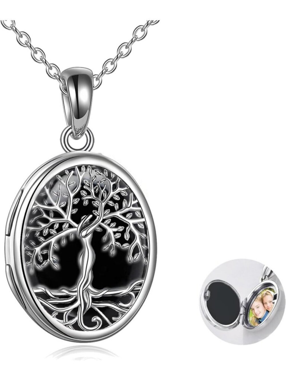 Sterling Silver Tree of Life Locket Necklace for Women - Picture Holder Pendant